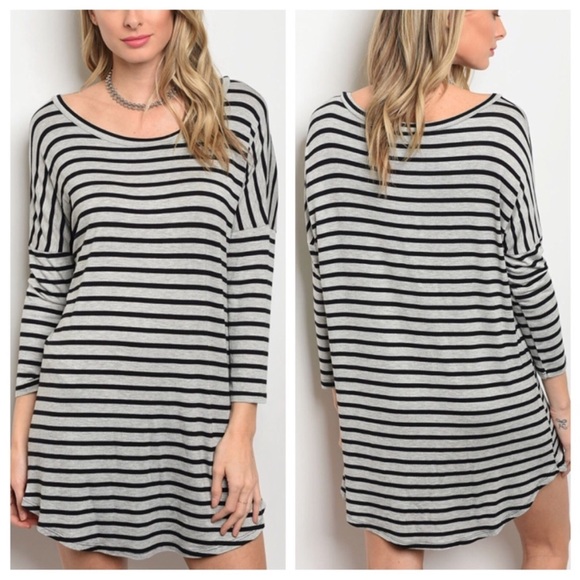 Dresses & Skirts - Black & Grey Striped Tunic/T Shirt Dress